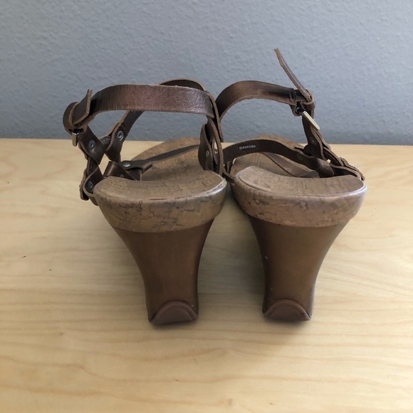 Kenneth Cole Reaction Apple Cedar Leather Wedge Sandals - Y2K Vibe - Picture 5 of 13